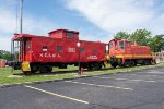WHOE 1186 and caboose are display outside the Bridgeport Depot 